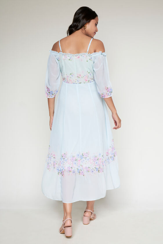 Aqua Floral High-Low Dress, Aqua, image 4